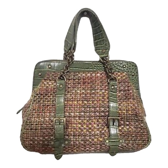 The Limited Green Multicolor Buckle Wool Blend Woven Knit Bag - Picture 1 of 12